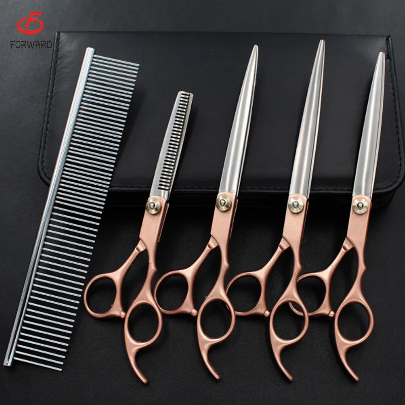 7 inch gold color pet grooming hair scissors kit cheap scissors kit for dog and cat