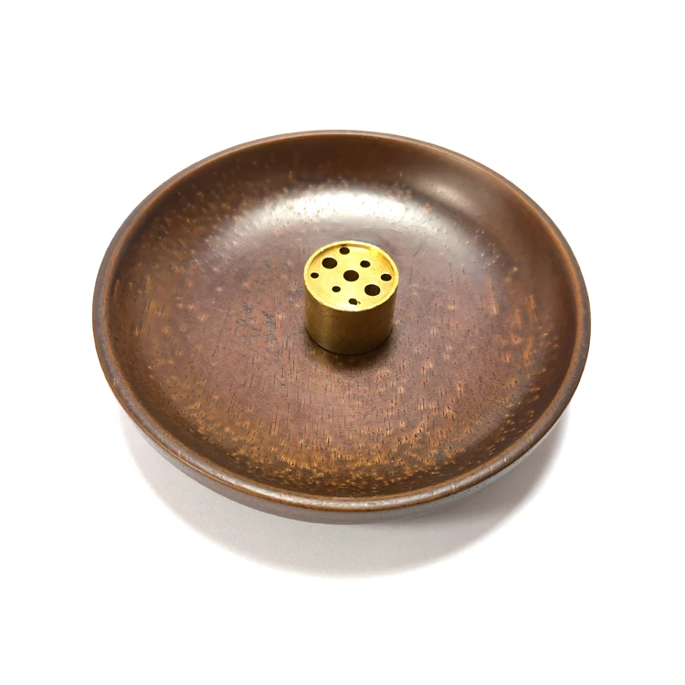 Customize Bowl Shape Wood Incense Sticks Holder Detachable Brass Incense Burner Incense Stand Ash Catcher
