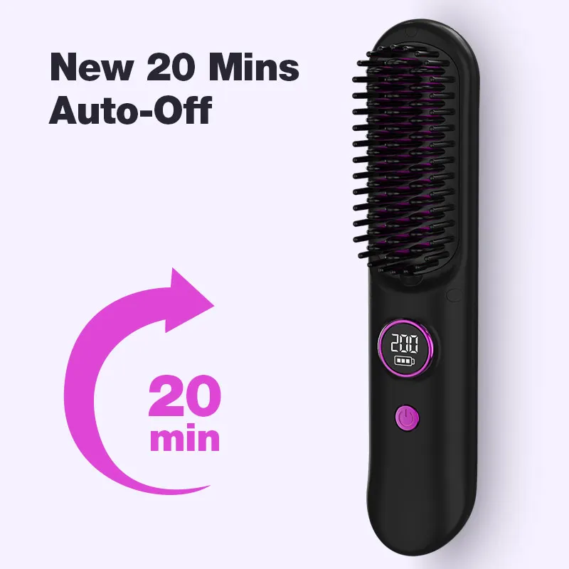 Travel-Friendly Portable Wireless Electric Hair Brush Straightener Comb