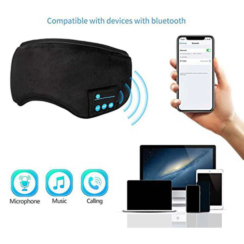 Wireless Bluetooth Eye Mask Elastic Breathable Headband 3D Sleeping Headband Over  Ear Hairband Earbuds Music Sleeping Eye Mask