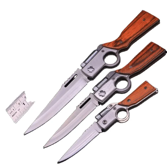 3 Sizes Folding Pocket Gun Shaped AK47 Hunting Knife With Led Light