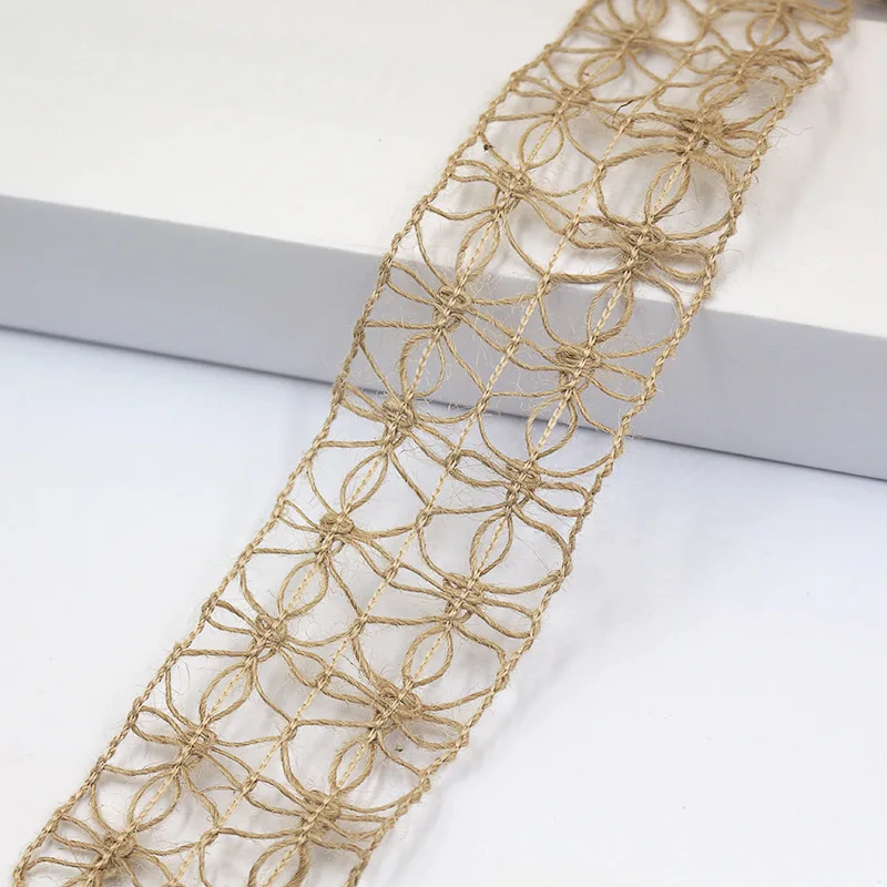 Twine Ribbon Decor Burlap Rope lace Hollow Flower Pattern Jute Twine For Home Decoration