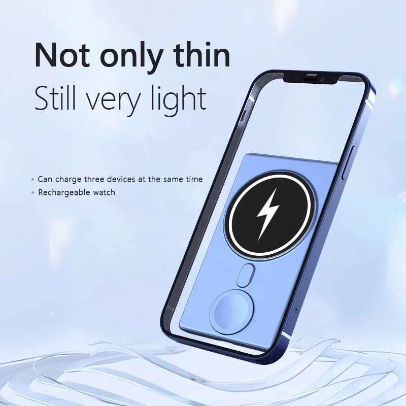 New Arrival creative eletronic gadgets Portable 3 in 1 magnetic wireless charging Power Bank 5000mAh for outdoor activities