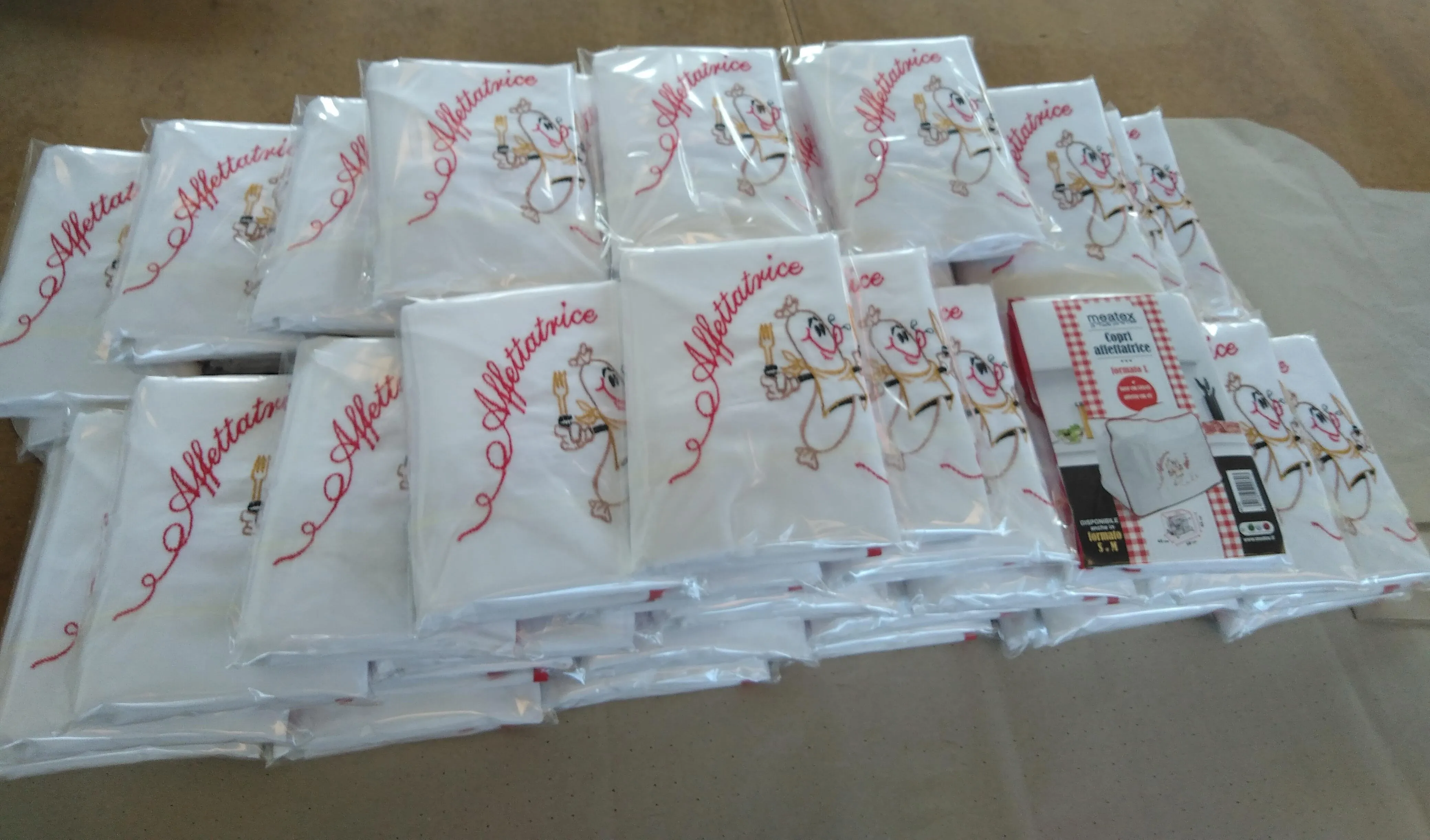 WHOLESALE 100% COTTON EMBROIDERED SLICER COVER, LARGE SIZE cm.58x45 HEIGHT cm.45 RED TAPE FOR KITCHEN