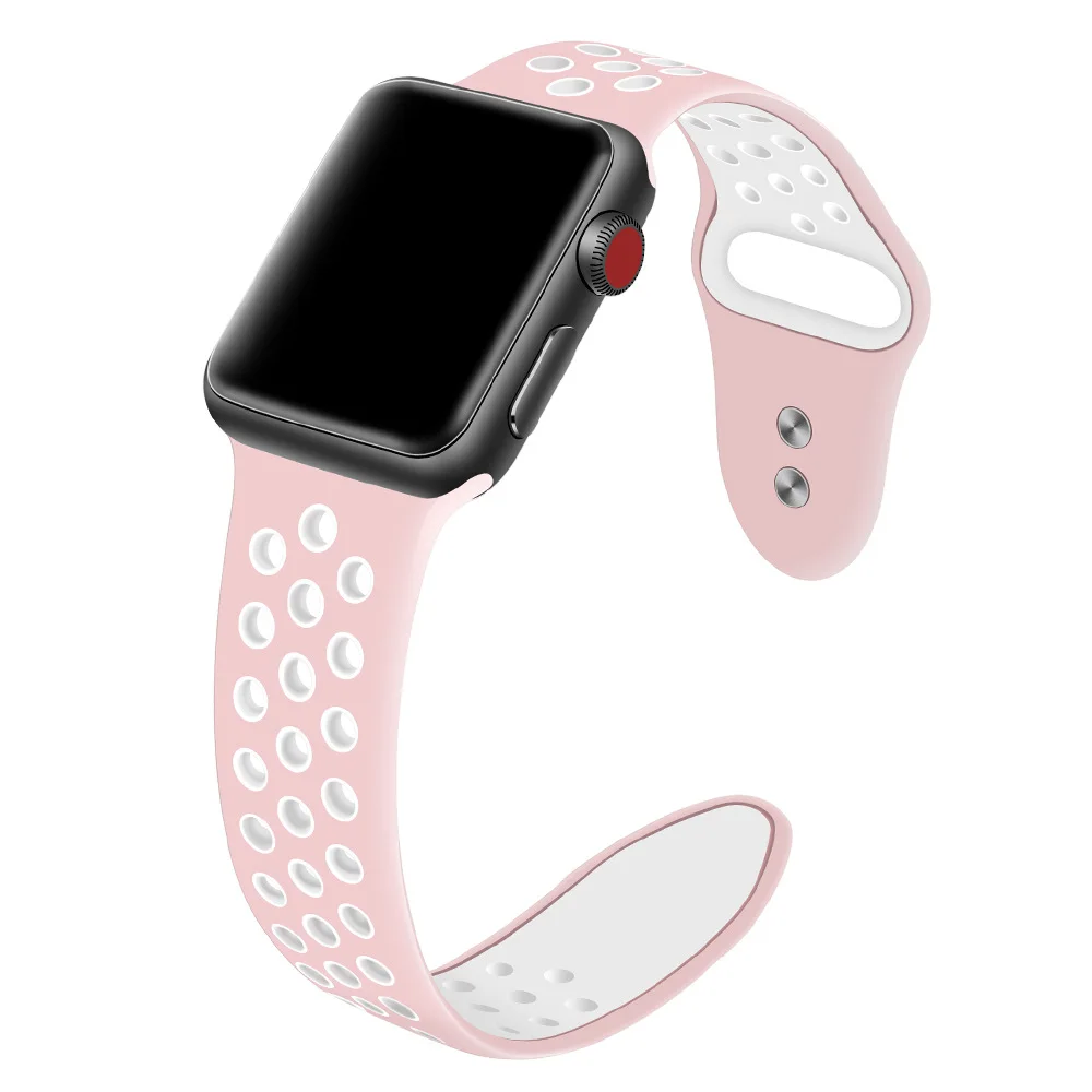 Ремешок силиконовый для iwatch Apple Watch спортивный резиновый регулируемый браслет часов 38/40 мм