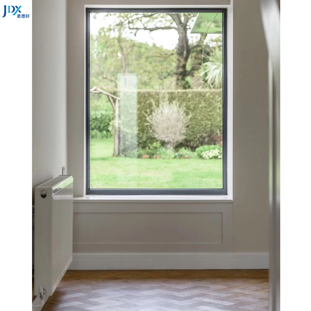 Hurricane Impact Bulletproof Fixed Window Canada Black Aluminum Fixed Windows Fixed Glass Window For House