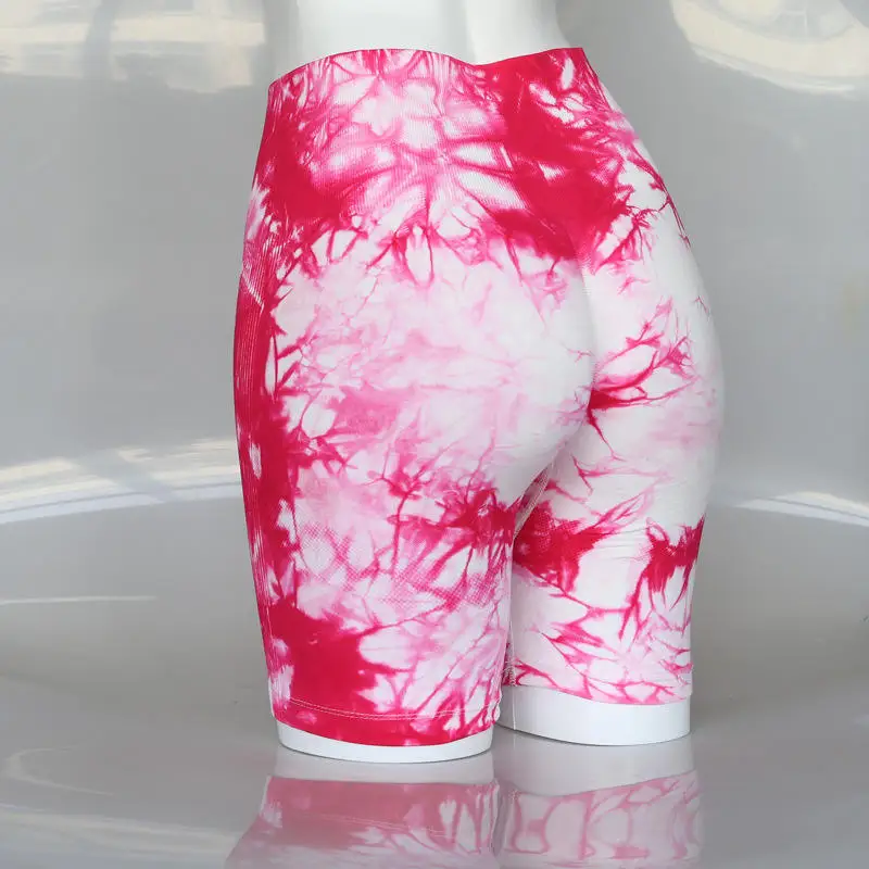 Dropshipping Products Custom Yoga Seamless Tie Dye Printed High Waist Running Women Gym Shorts
