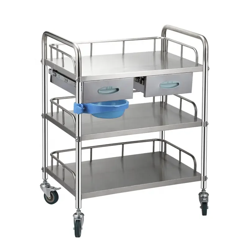 Hospital Furniture Stainless Steel Treatment Cart Hospital Trolley
