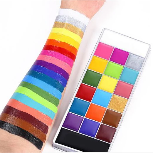 20 Colors Halloween Party Celebration Paint Set Swoop-Proof Face and Body Paint Palette for Makeup