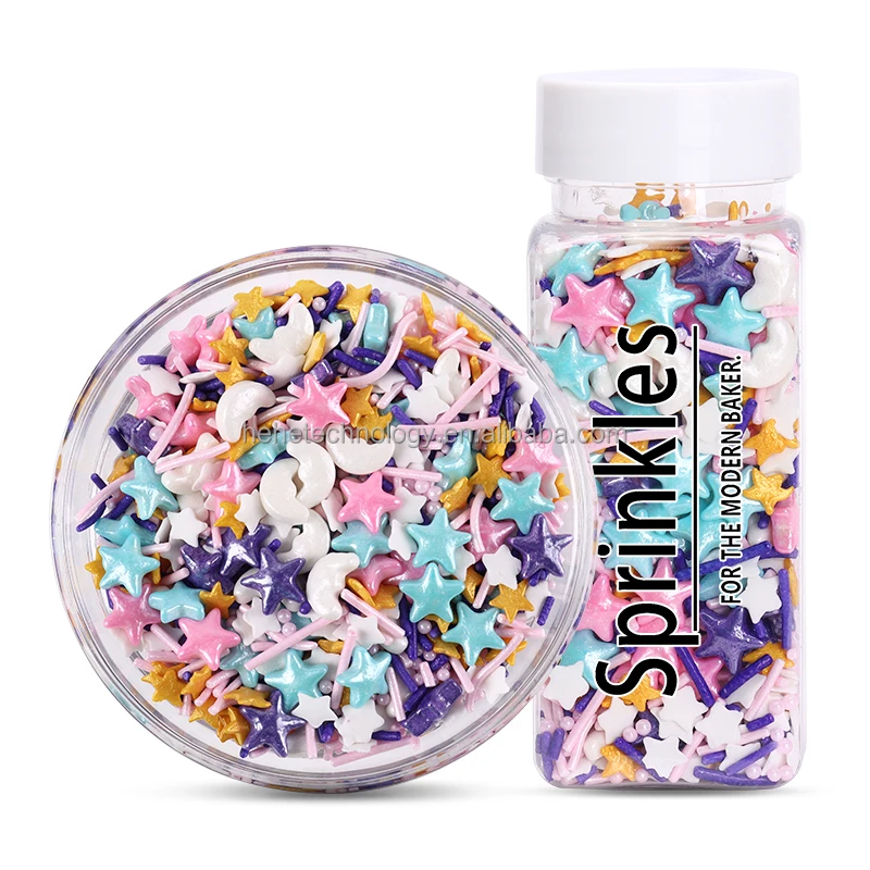 Edible Gold Star Moon Shape Ramadan Decorations Bakery Supplies Sprinkles Comestibles Eid Mubarak Cake Sprinkles for Eid Al-fitr