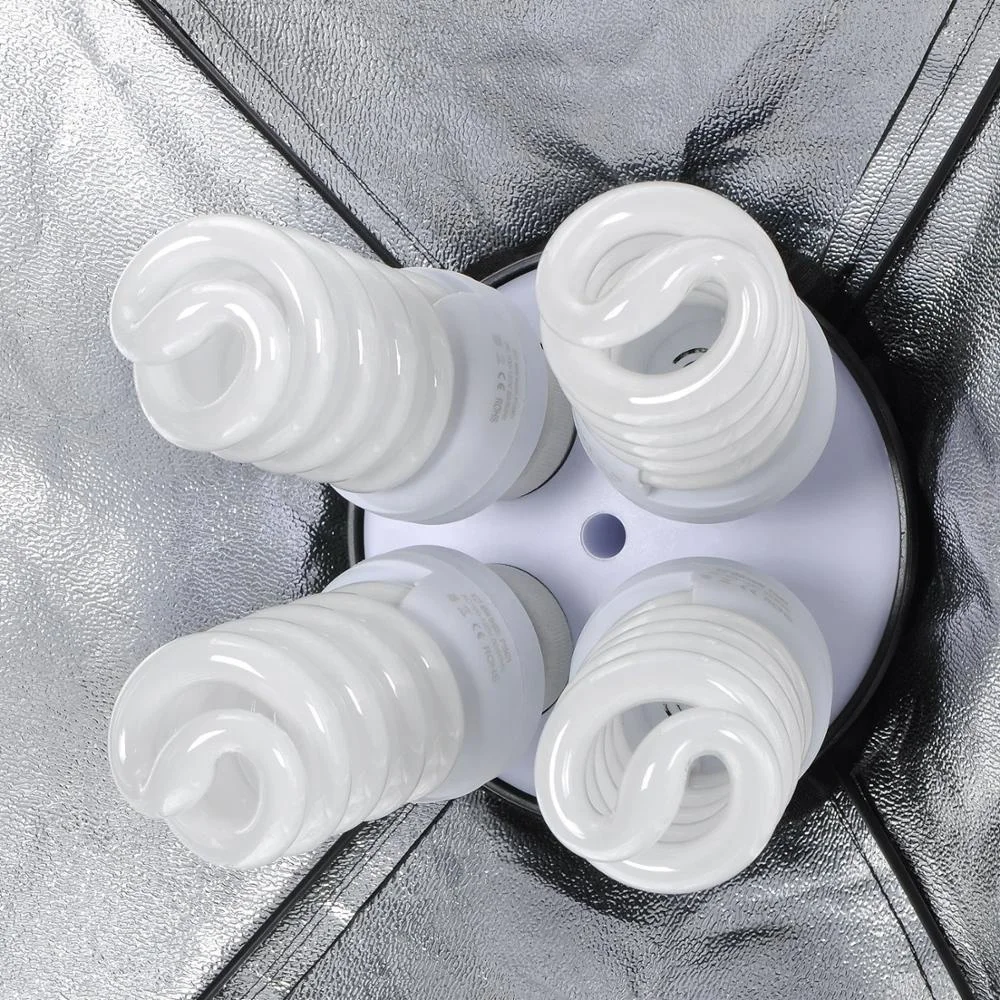 Four Light Head Continuous Light Softbox  Stand Kit with White Black Green Muslin Backdrop