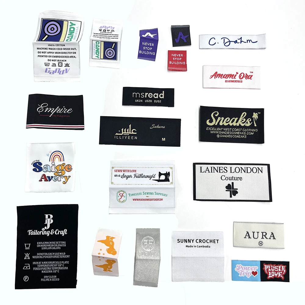 Free Design Luxury Fashion Clothing Neck High Quality End Fold Brand Logo Custom Garment Textile Size Woven Labels for Clothing