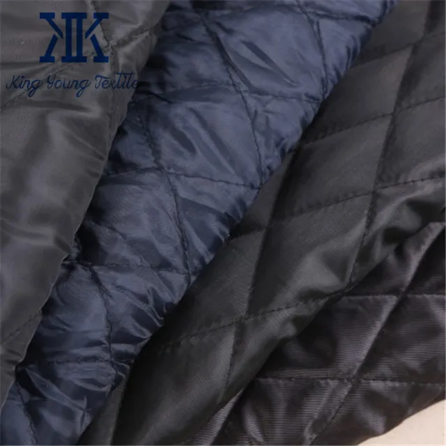 cheap price single side 100% polyester diamond quilted down filled fabric for garments lining
