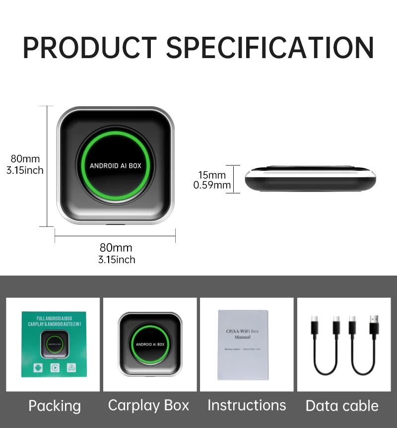 Wireless Carplay&Android Auto Adapter fits Netflix/YouTube//Google App Store/Google Map,Ai Smart Box for OEM Wired CarPlay Cars