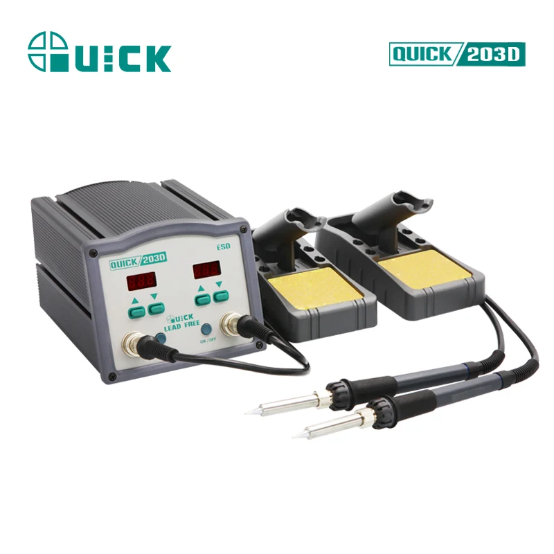Wholesale soldering station dual 90W 203D with 2 soldering iron stable soldering iron station kit