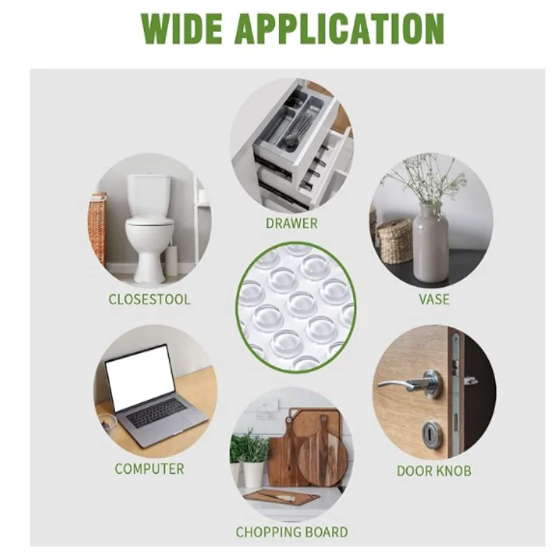 Super High Viscosity Cabinet Door Bumpers Clear Adhesive Pads New PU Material Glass Hardware Bumpers for Drawers Glass Tops