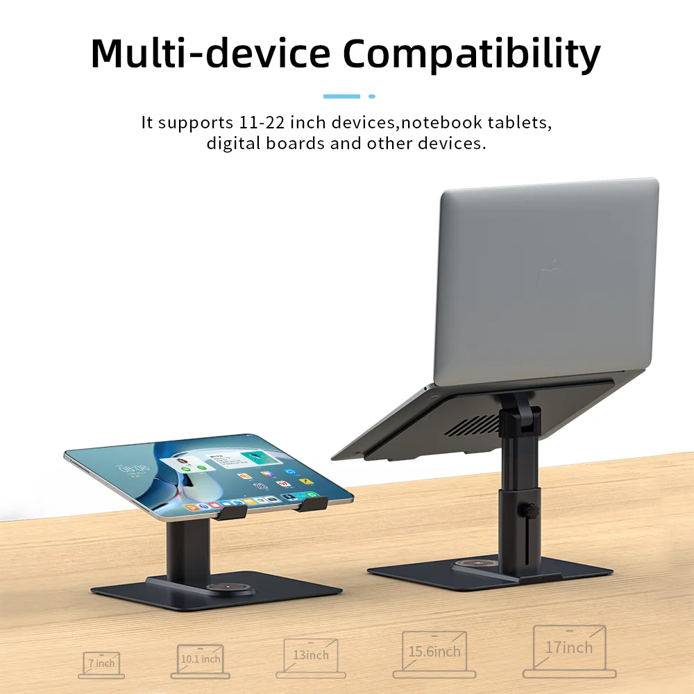 2024 Newest 15W Qi Wireless Charger Aluminum Alloy Height Adjustable Notebook Laptop Stand Holder For Earphone Phone