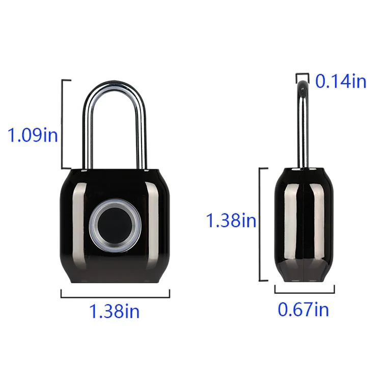 
smart lock fingerprint waterproof IP65 keyless padlock for bag Amazon Ebay Selling security Bag Lock Anti-Theft Security lock 