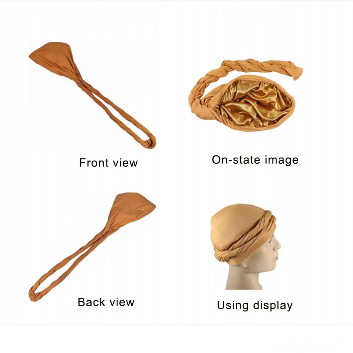 Fashion High Elastic Satin Lined Stretch Mens Head Wraps Scarf Tie For Hair