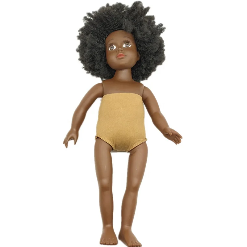 Customize African Black Afro Doll Dark Brown Skin Color Half Plush Easy Carry Naked Doll Body