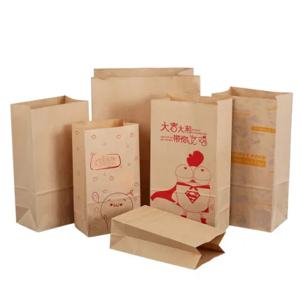 Take -out Paper Bags for Packaging  Food Bread Fried Chicken Vegetable Fruits Kraft Carrying Case for Puting away the Clothes