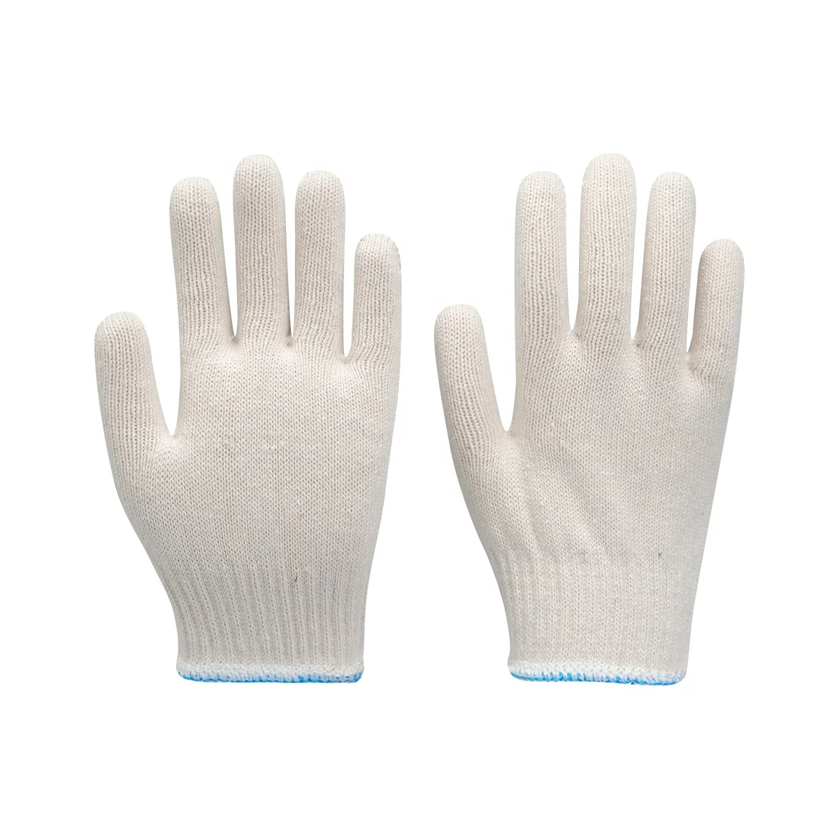 Cheap customized factory gloves comfortable cotton with blue sides glove for safety working
