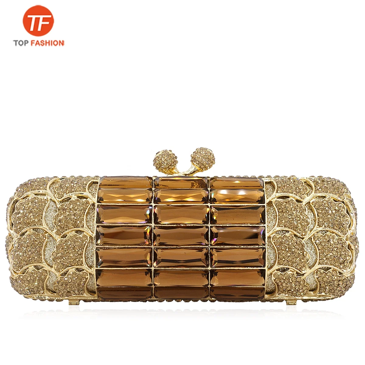 
Factory wholesales Glass Diamond Evening Bag Long Cylinder Clutch Handbag for Party 