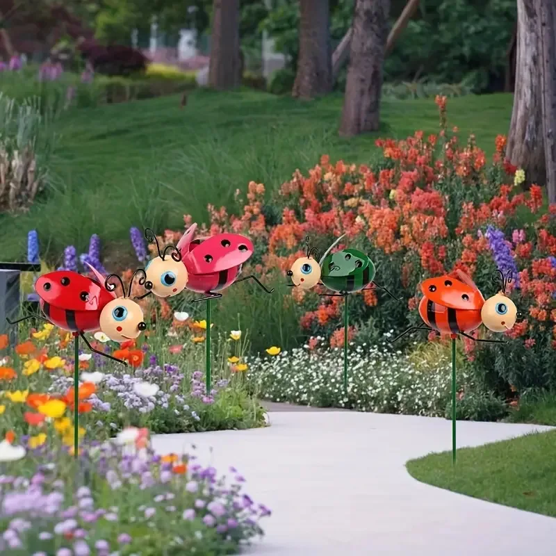 Металлическая божья коровка уличное украшение внутренний сад двор газон для насекомых открытый