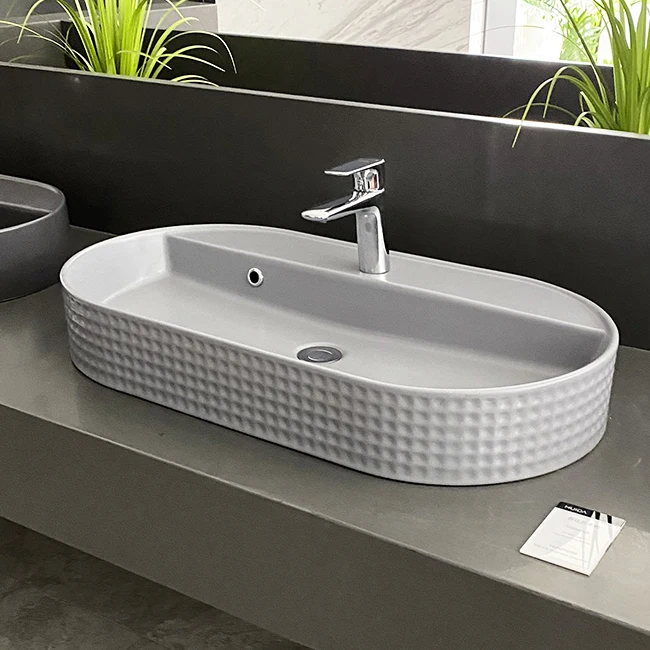 HUIDA 800mm Size  Countertop Lavatory Art vanity Ceramic Bathroom Wash Basin