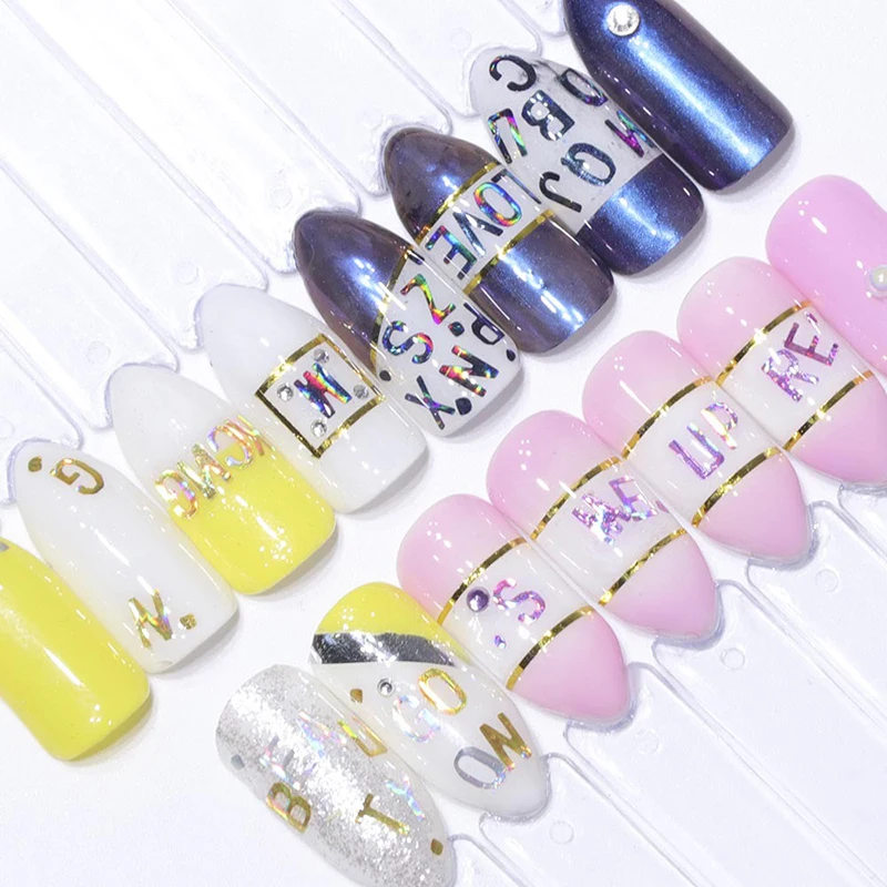 
YUXI Fashion Nail Art Sequins Glitter Mixed Size Letter Design Shape Manicure Letters Sequins Nail supplies 