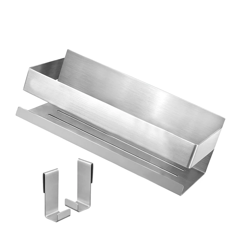 Free shipping 304 Stainless Steel Self Adhesive Shower Shelf Bathroom Shower Caddy Bath Storage Shelf Brushed/Black