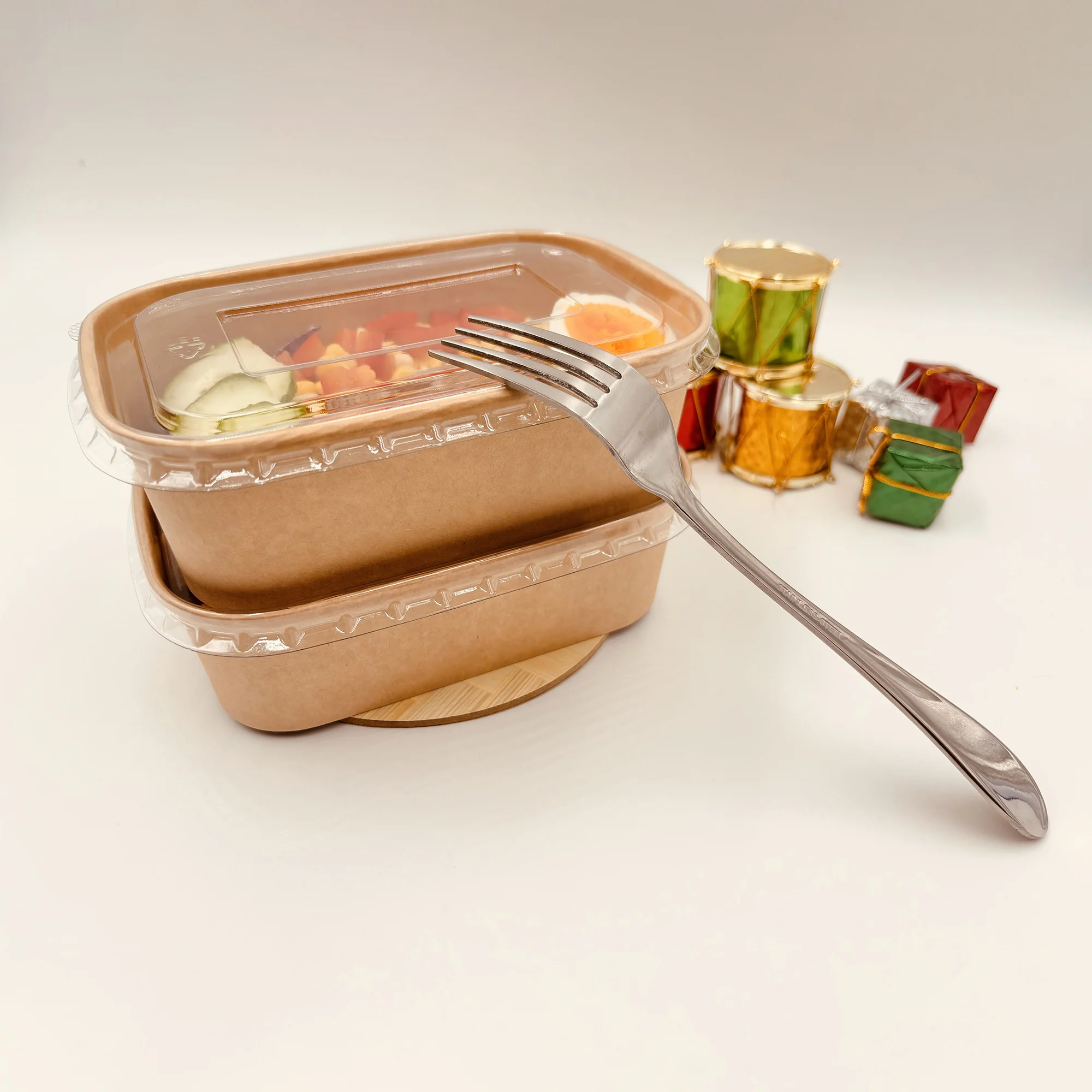 Microwavable Environmentally Takeaway Kraft Paper Box for Takeout Fast Food use Disposable Food Packaging