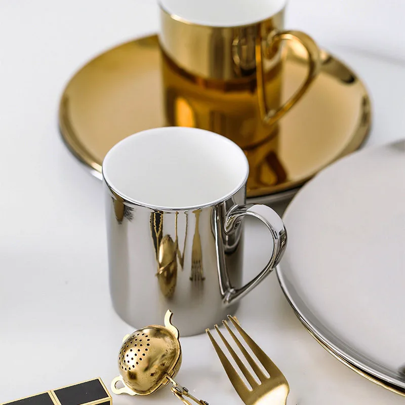 Fine Porcelain Gold-plated Dinnerware Royal Luxury Ceramic Gold Dinner Plate Set