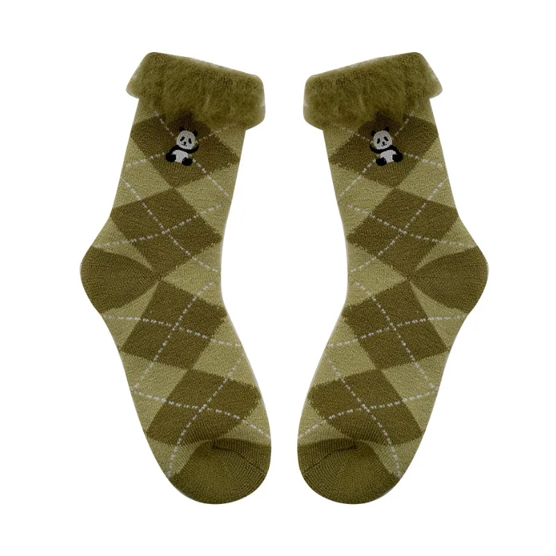 Winter thicken women socks Japanese fashion floor sleep bed anti slip warm with cute embroidery