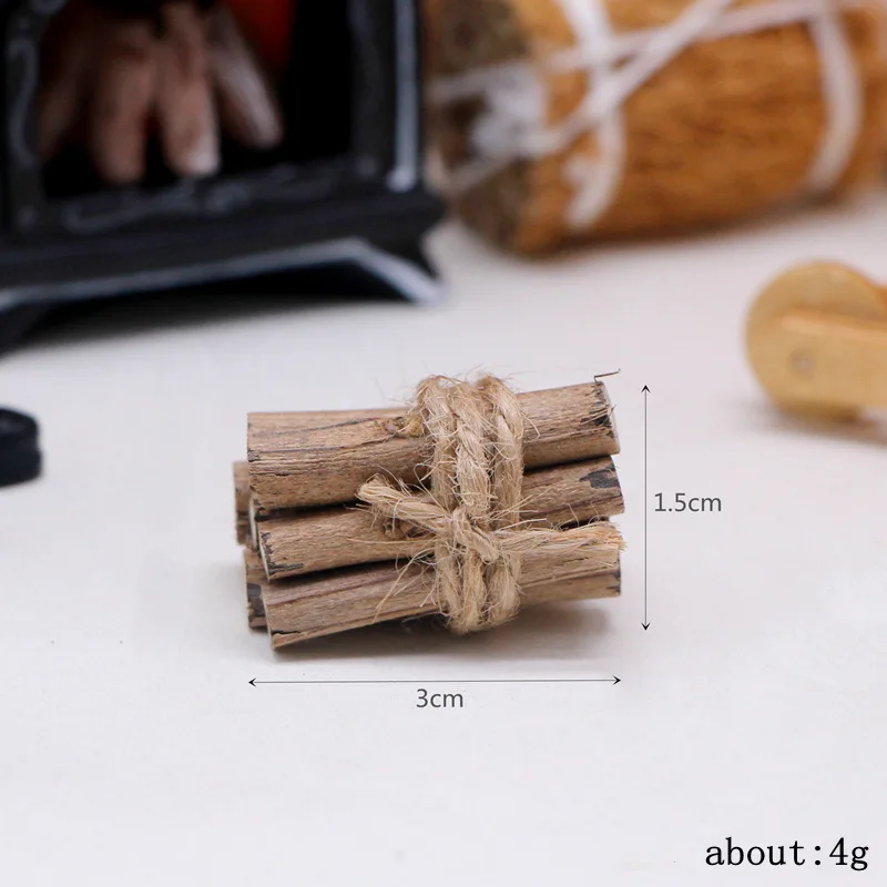 Doll House Winter Scene Set Accessories Mini Grass Woven Bag Miniature Wooden Match Small Cart Bright fireplace