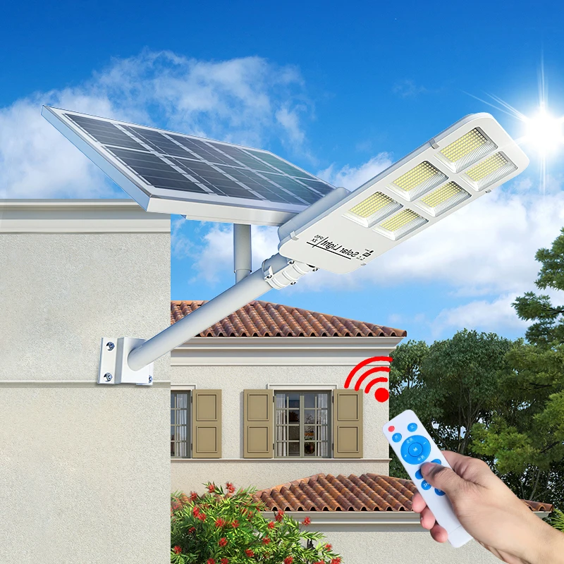 Motion Sensor Street Light 300W Solar Powered Led Chips High Lumen for Parking Lot Landscape Garden Yard Farming