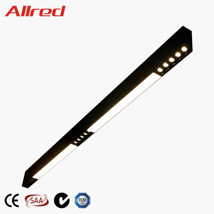 Черный современный простой 40 Вт энергосберегающий линейный COB светодиодный потолочный светильник подвесной