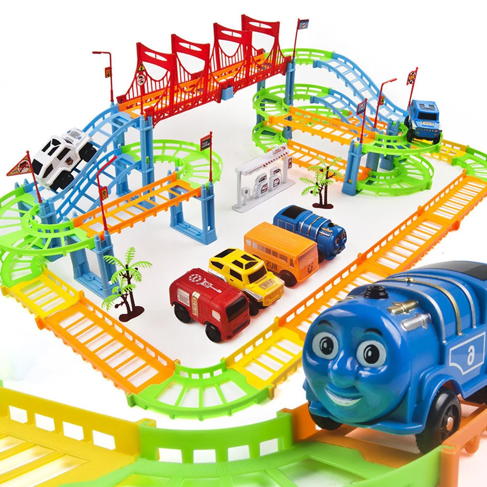Fivestar DIY Assembled Race Slot Car Electronic Toy Railway Track Racing Children Toys Plastic Color Box