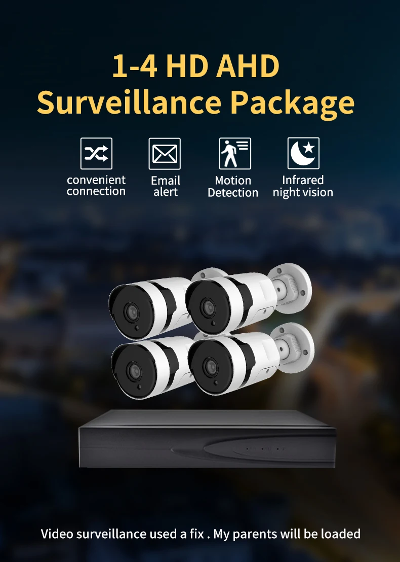 4 канала 2 МП hd ночное видение 360 градусов ahd cctv наружная камера безопасности