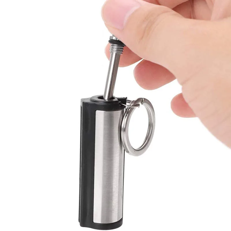Customized Logo Refillable Keychain Lighter Permanent Match Flint Metal Matchstick