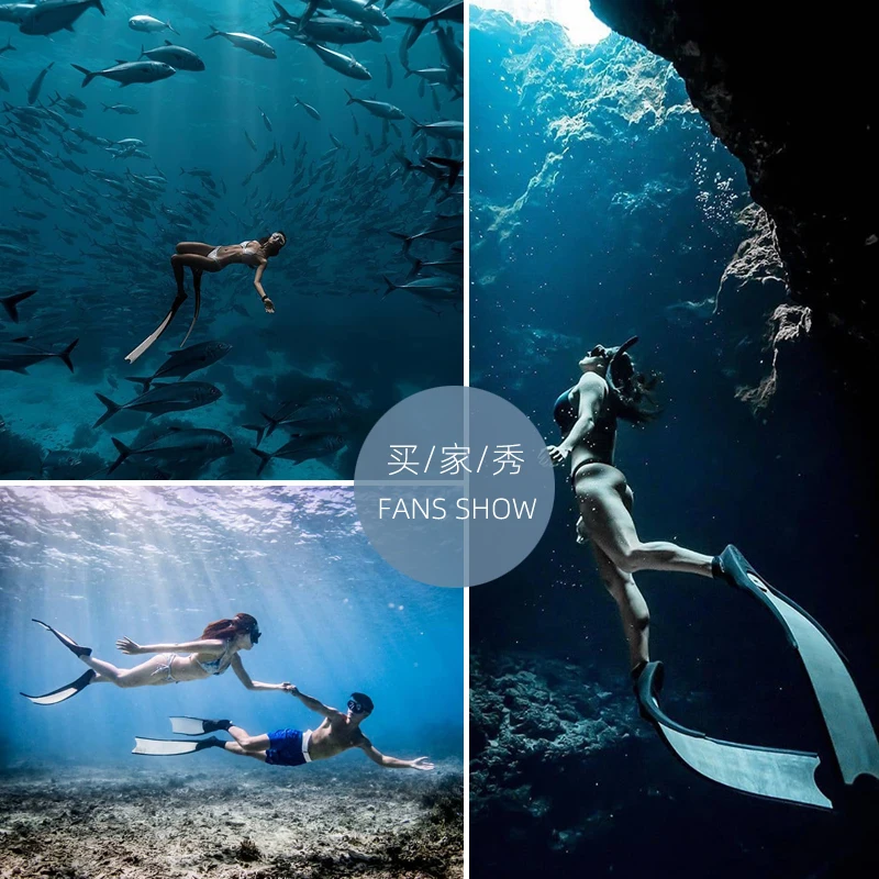 2021 Newest free goddess long webbed customized swimming fin fiber glass pure carbon fiber surf fin feet men scuba diving fins