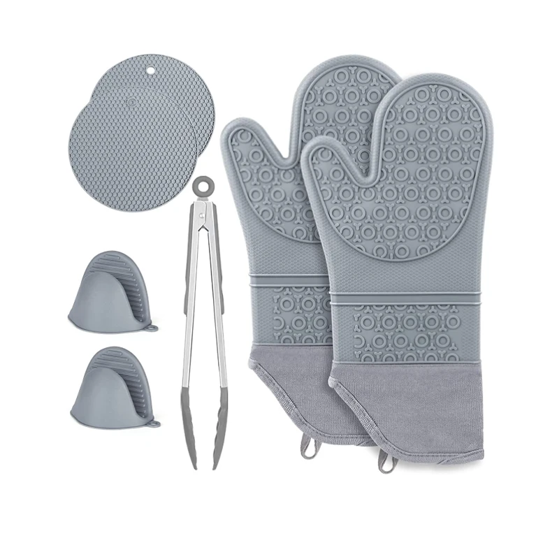 Оптовая продажа на заказ цвет 7 шт. стеганые лайнер термостойкий Нескользящие удлиненные Силиконовая прихватка мини-митенки Прихватки для выпечки наборы для ухода за кожей