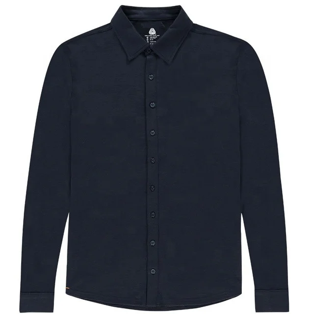 Solarwool Button Up Blue Grey Merino Wool Men Shirt
