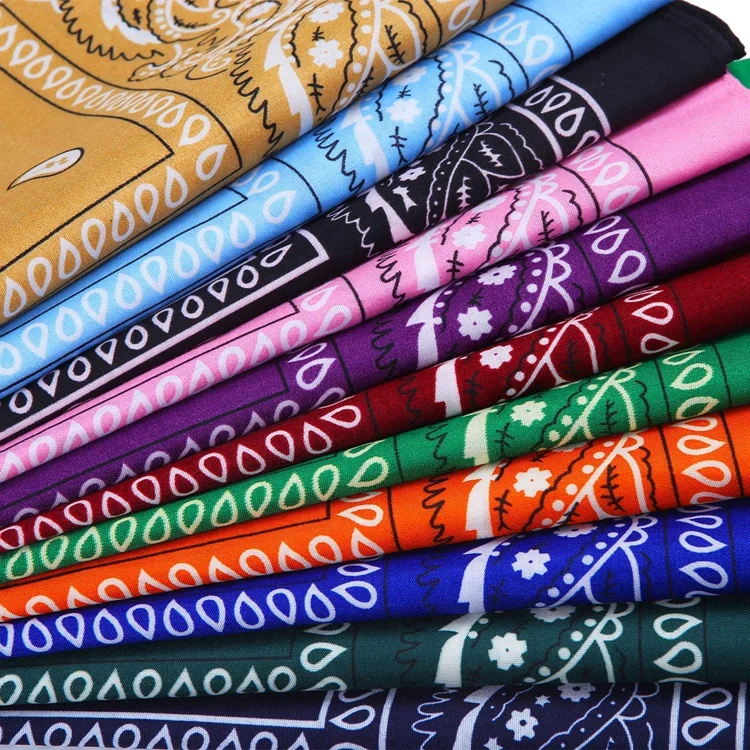 In stock 100% cotton fabric paisley design square shape double sided 21*21inch  cotton bandana scarf