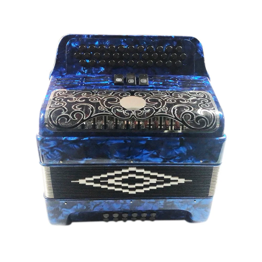 SEASOUND 34 Buttons 12 Bass 3 Registers Blue Celluloid Student Accordion Accordions Musical JB3412C