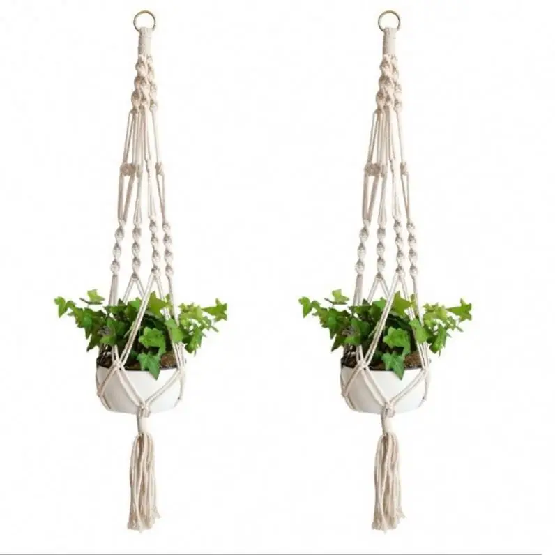 H332 Home Garden Balcony Decoration Cordage Planter Holder Handmade Knitting Natural Net Hanger Flower Pot Basket