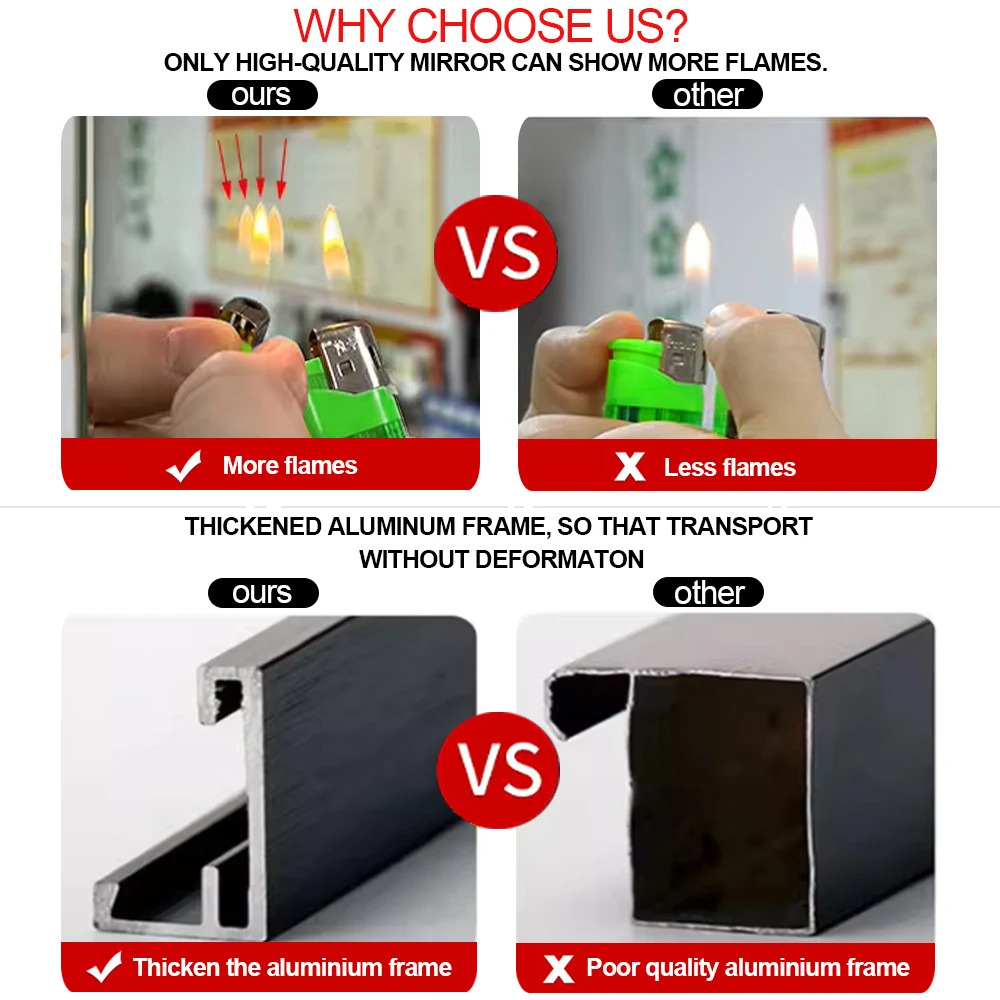 High Quality Large Framed Mirror for Living Room Bedroom Bathroom-Unique Shaving Mirror with Popular Decorative Design