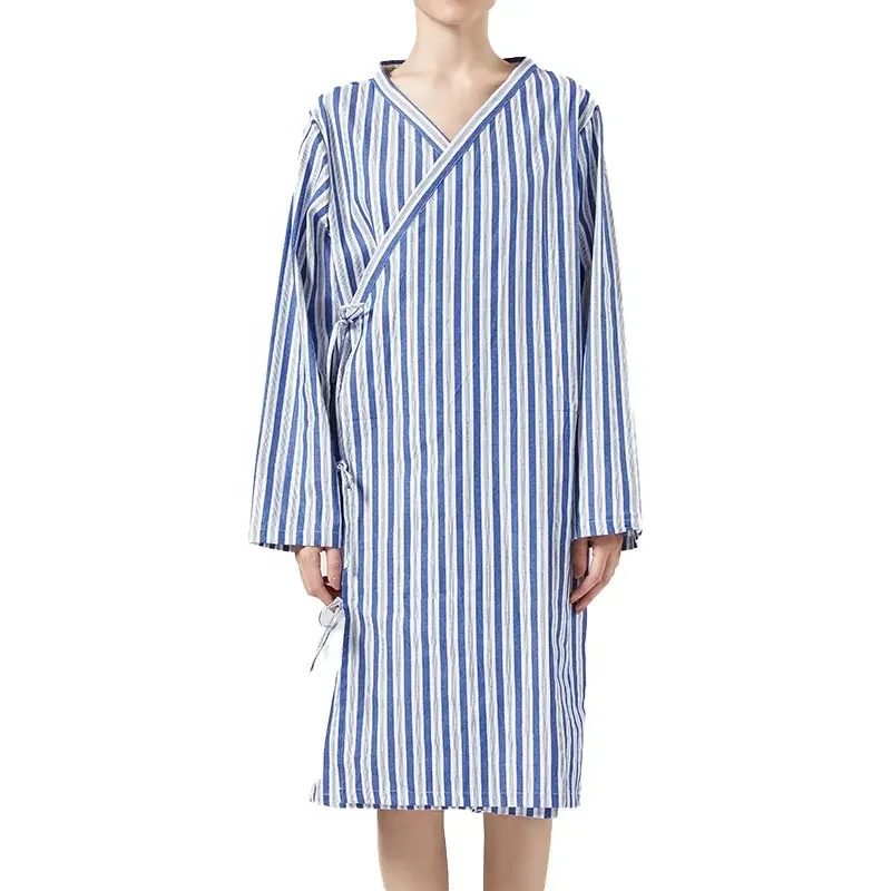 Wholesale cheap cotton Unisex Patient Uniform Reusable Polka Dot Printing Women Cotton Hospital  gown