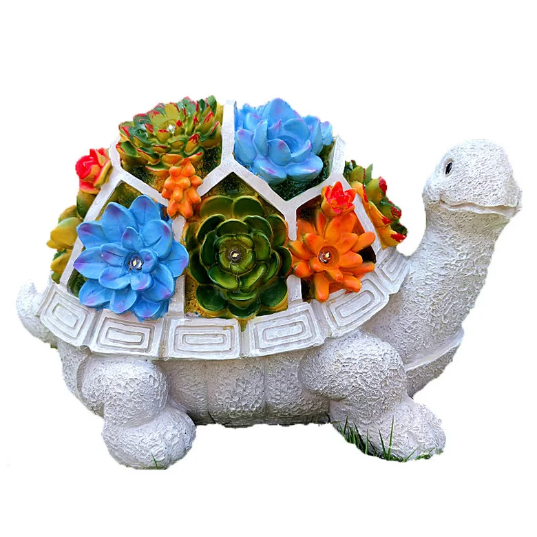 Outdoor  LED resin turtle solar lamp sells succulent garden statue Plant Pot  ornaments Crafts