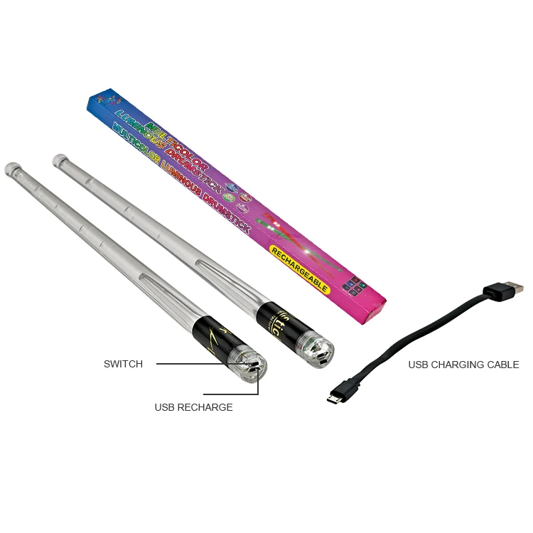 Percussion instrument LED acrylic drum sticks, multi-color luminous drum sticks